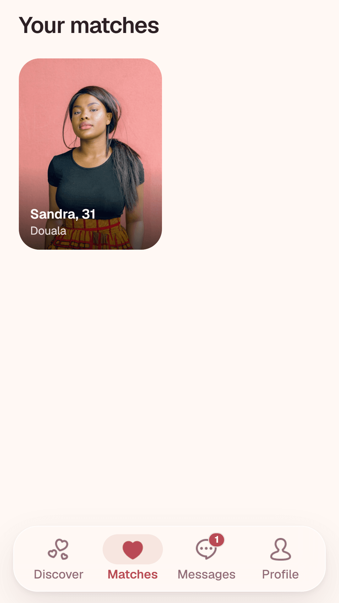 Your matches shown in a grid